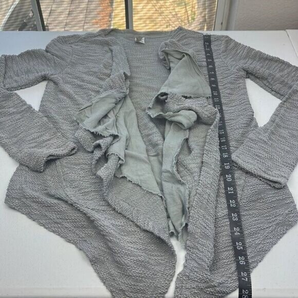 XCVI Cardigan Sweater Silver Waterfall Open Front Long Sleeve Cotton Layered XS - Picture 9 of 12